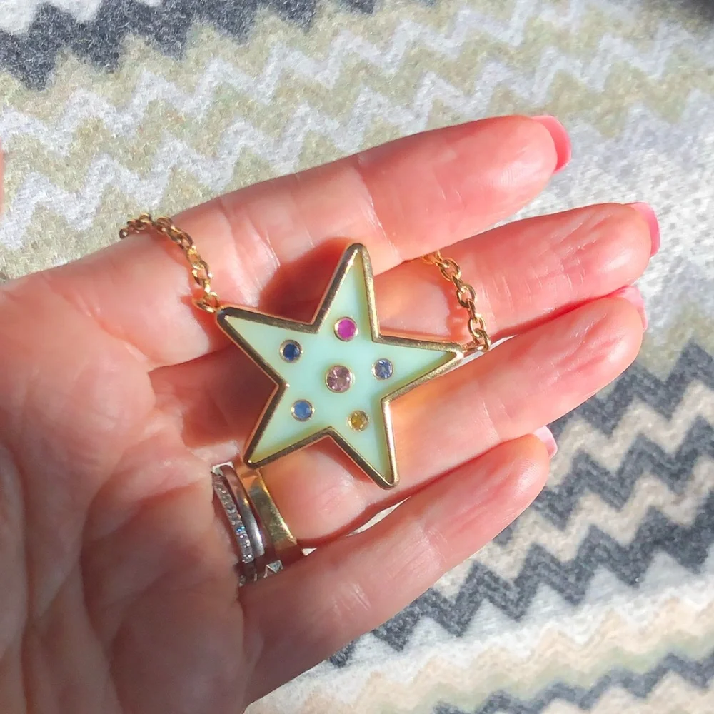 ❌ SOLD!❌Brent Neale Peruvian opal star and sapphire necklace 18K - Picture 1 of 3